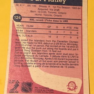 Pat Flatley Rookie Card 1984-85 O-Pee-Chee #124 Back