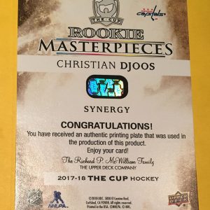 1/1 2017-18 Christian Djoos UD The Cup Masterpieces RC Printing Plate (Yellow) Back