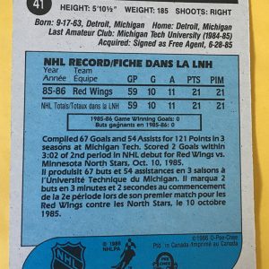 Chris Cichocki Rookie Card #41 O-Pee-Chee 1986-87 back of card