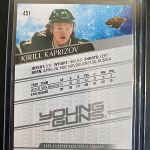 Kirill Kaprizov rookie card upper deck 2020-21 #451 back of card