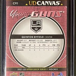 Quinton Byfield Young Guns Rookie Card #C91 2021-22 - Back of card